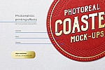 咖啡啤酒杯垫烫金logo样机ps素材贴图模板Photoreal Coaster Mockup Bundle Logo