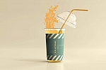 饮料果汁外卖咖啡饮料纸杯设计Psd智能贴图样机素材