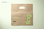 模切牛皮纸手提袋PSD分层样机贴图 Die Cut Kraft Paper Bag Mockup Set