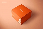 正方形纸盒包装盒礼盒PSD样机贴图 Chipboard Gloss Gift Box Mockup Set