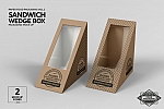 三明治包装设计PS素材样机贴图Sandwich Wedge Box Packaging Mockup