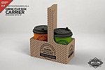 咖啡饮料外卖手提包装盒样机ps素材贴图Drink Cup Carrier Packaging Mockup