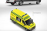 多角度警车救护车面包车样机贴图模板Van Ambulance Mockup Pack
