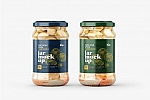 罐头玻璃瓶包装样机标签设计展示贴图ps素材 Whole Mushroom Jar Mockup Set