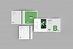 正方形画册小册子二折页样机贴图ps素材下载Brochure Mockups Bi Fold Square