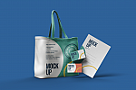 高级品牌标志Logo设计手提帆布袋名片信纸纸杯展示Ps贴图样机模板 Bag Mockup