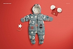 时尚婴儿连帽棉服印花图案设计样机合集 Baby Snowsuit Mockup Set