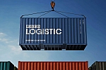 海运集装箱货物运输logo样机psd分层贴图Shipping Container Hanging on Hook Mockup