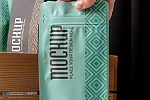 7款高质量零食食品茶叶自立塑料袋设计PS智能贴图样机模板PSD colombian coffee with mock-up packaging
