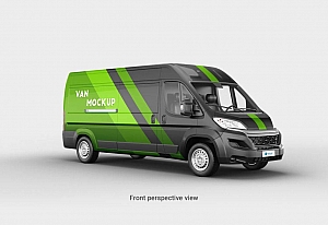 货车面包车汽车车身贴PSD样机贴图Van Car Mockup