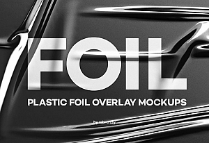 透明褶皱海报PSD样机分层模版 plastic foil overlay mockups