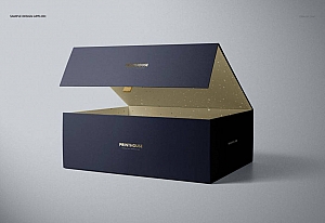 时尚精致长方形礼盒包装PSD样机贴图模版Magnetic Gift Box Mockup Set