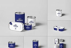 多尺寸食品铁罐易拉罐样机PSD分层贴图can preserve mockup