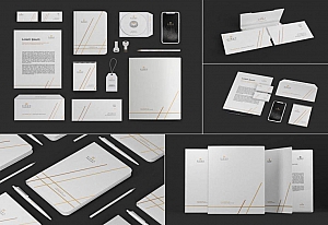 黑金品牌VI样机PSD分层贴图模版Stationery Branding Mockup Set