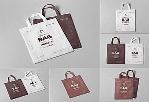 布袋手提袋样机PSD贴图模版material bag mock up