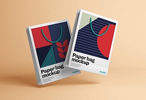 纸质手提袋样机ps素材智能贴图模板Paper Bag Mockup Set