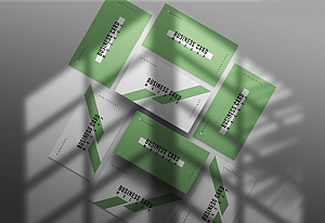 多角度投影名片样机ps智能贴图模板Horizontal and vertical business card mockup