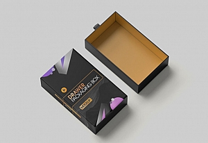 多角度抽拉礼盒包装样机ps贴图素材模板