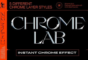 金属光泽镀铬3D立体标题文字Logo字体设计PS分层样式素材模板 Evlogiev – Chrome Lab
