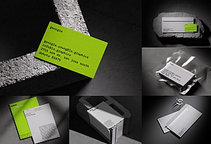 16款工业风黑色风格品牌LOGO设计信封名片画册信纸展示贴图PSD样机贴图模板 Luiro – Branding Mockups
