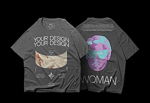 15款潮流街头摇滚半袖T恤印花图案设计展示贴图PSD样机模板 15 Oversize T-Shirt Mockups