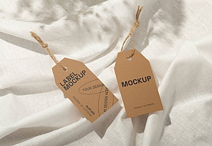 12款逼真服装标签吊牌卡片设计展示贴图psd样机素材下载 Label with shadow mockup