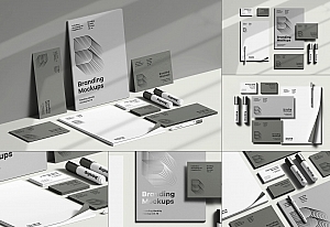 高级信封信纸名片文具品牌vi应用设计作品贴图ps样机模板 Branding Identity Mock-up 10