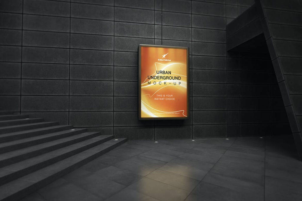 户外地铁灯箱海报广告牌PSD分层样机贴图-urban underground lightbox billboard mockups