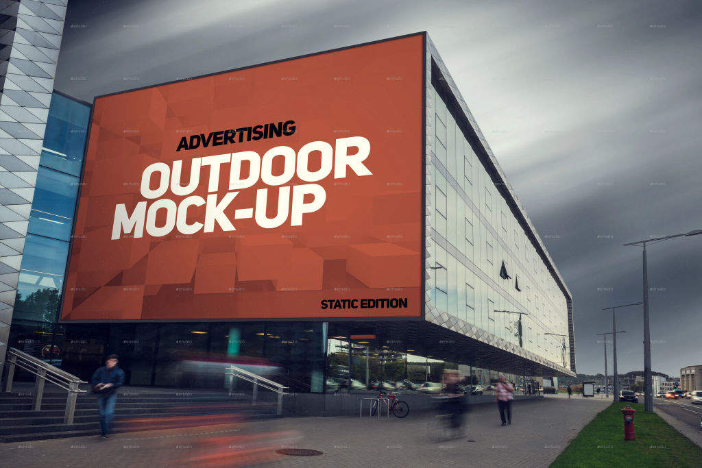 户外灯箱海报广告牌PSD分层样机贴图 outdoor advertising mockups