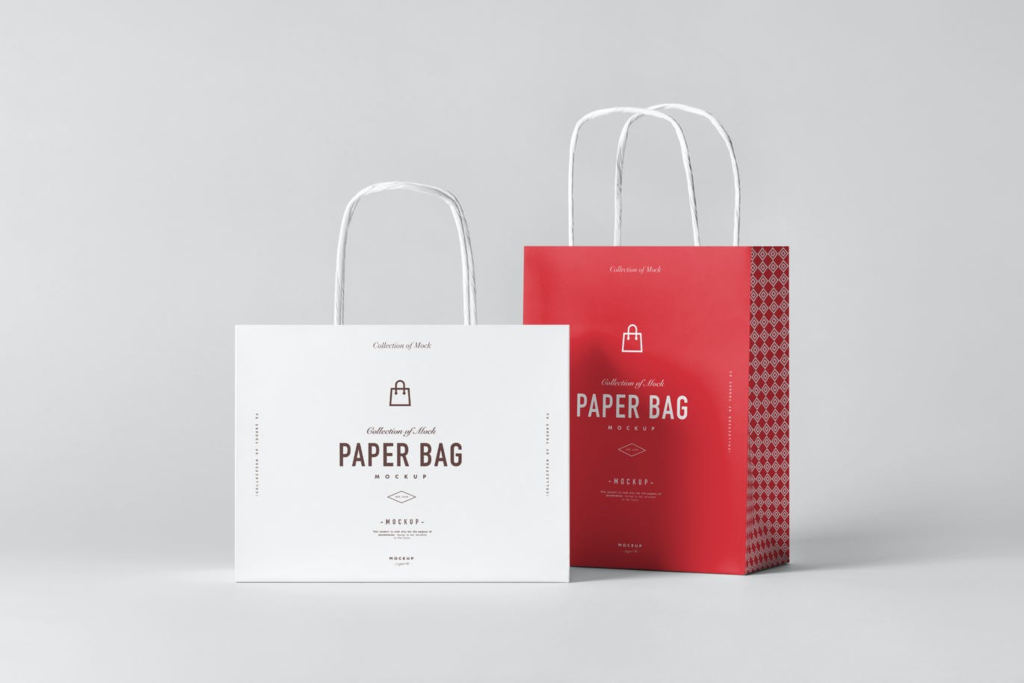 高端手提袋环保袋纸袋子样机PS素材贴图paper bag mock up