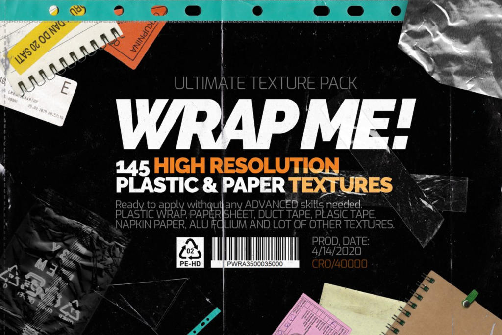 潮流塑料褶皱铝箔背景元素合集 Wrap Me 33 Ultimat _Textures Pack