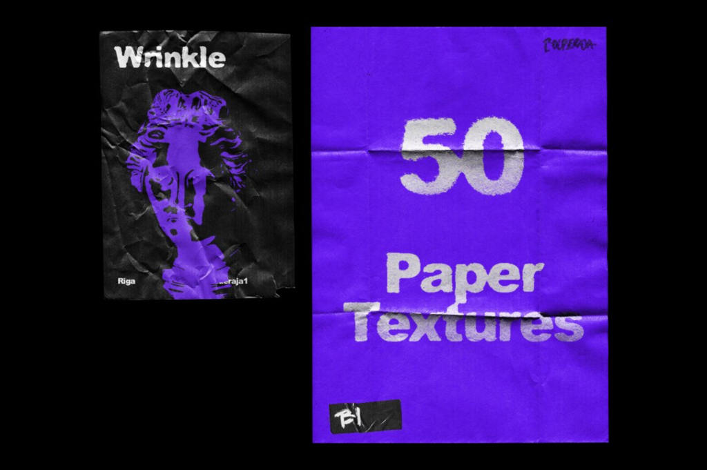 50种复古逼真褶皱纹理撕裂纸张效果样机png素材模板Wrinkle Paper Mockup Vintage