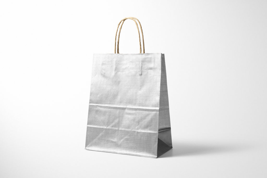 复古纸袋包装袋手提袋样机ps贴图模板Metallic Kraft Paper Bag Mockup Set