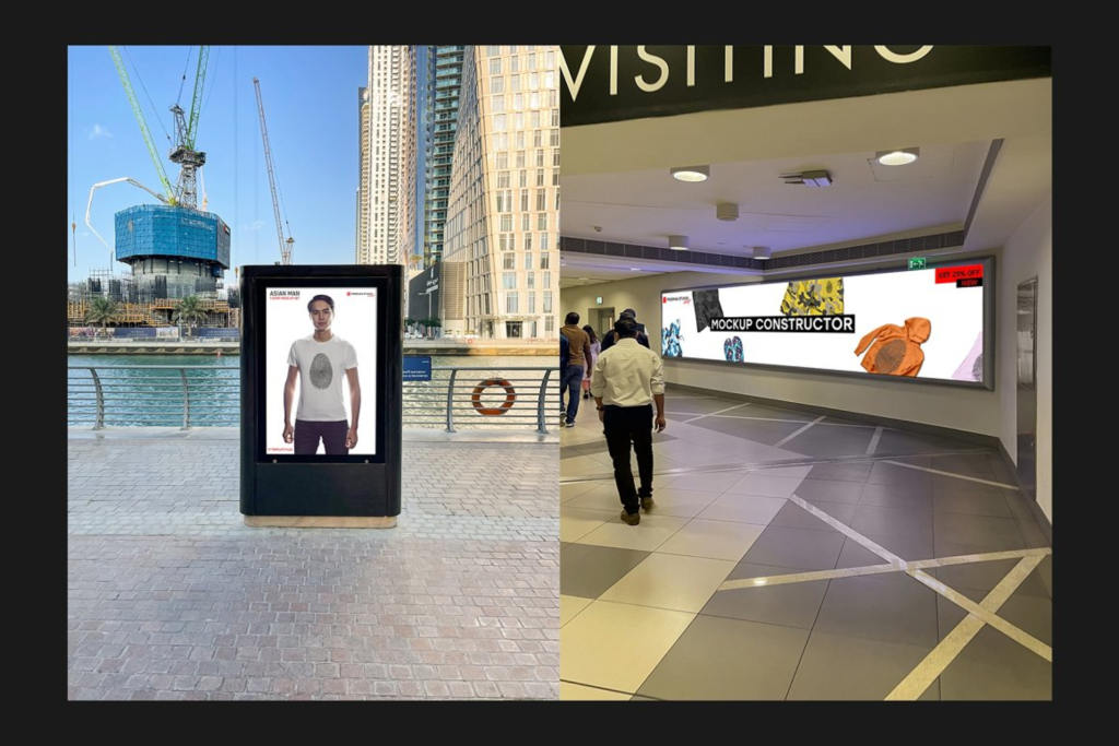 城市街头广告牌灯箱海报样机ps展示贴图 Dubai Billboards Mock-Up Set