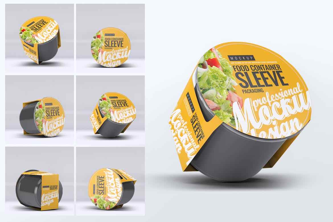 餐饮食品自嗨锅包装样机ps素材贴图Food Container Sleeve Packaging Mock-Up v.2