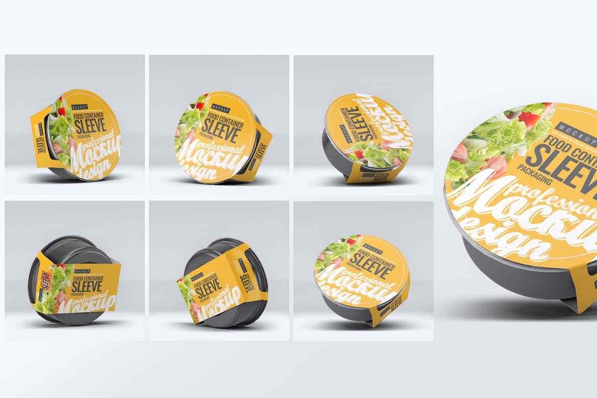 快餐食品自嗨锅包装样机ps素材贴图Food Container Sleeve Packaging Mock-Up v.1