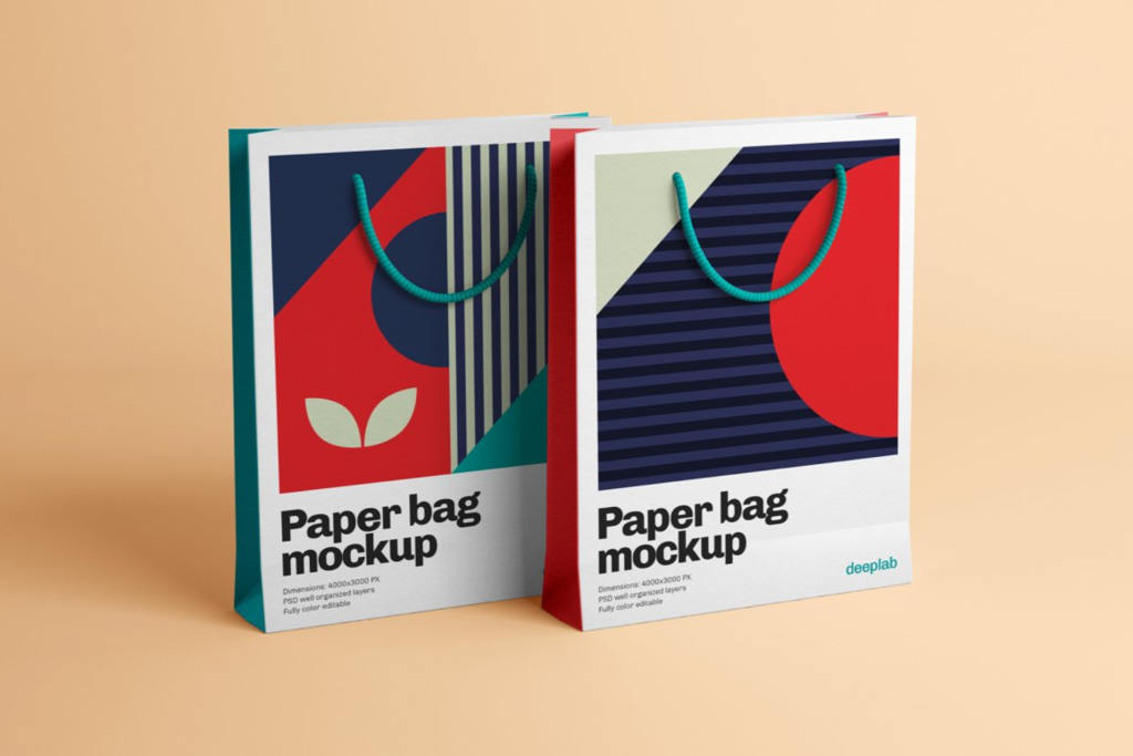 纸质手提袋样机ps素材智能贴图模板Paper Bag Mockup Set
