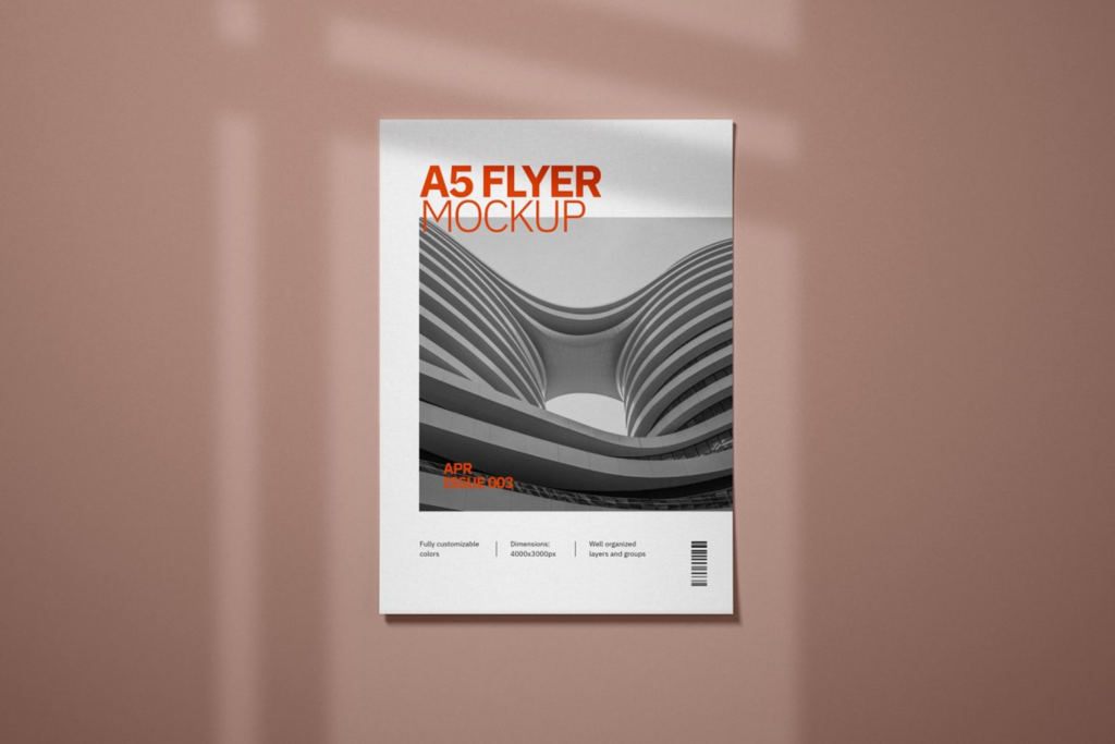 A4/A5海报宣传单样机ps素材智能贴图模板A5 Flyer Mockup Set Leaflet