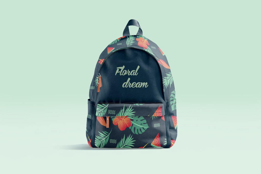 多角度图案印花展示时尚背包样机ps贴图素材模板 Backpack Mockup