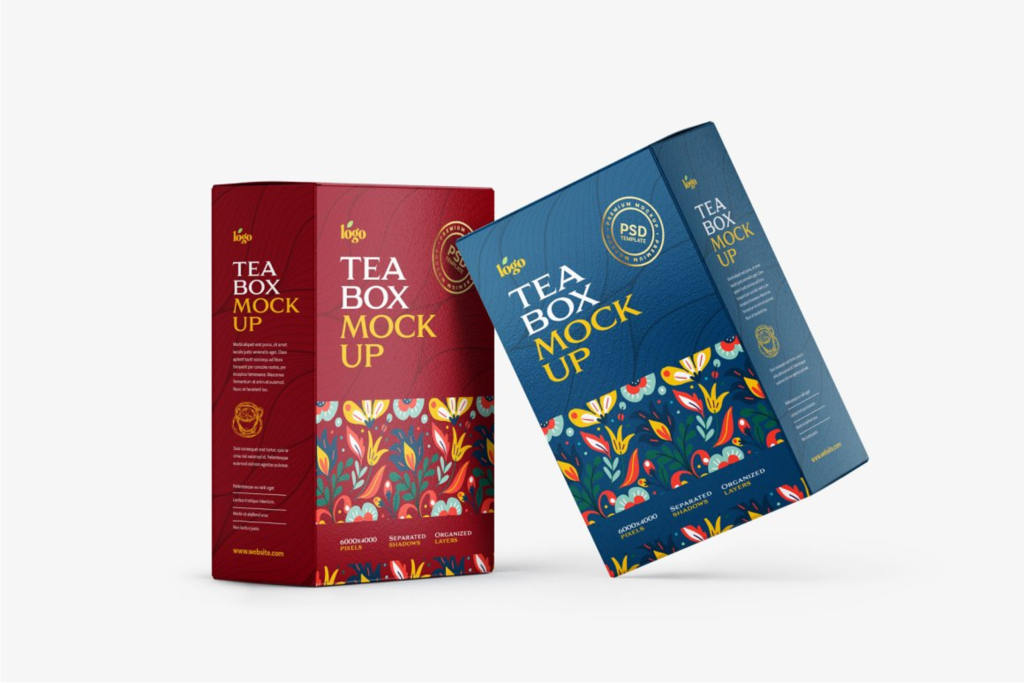 茶叶包装纸盒样机ps素材贴图 Tea Box Packaging Mockup Set