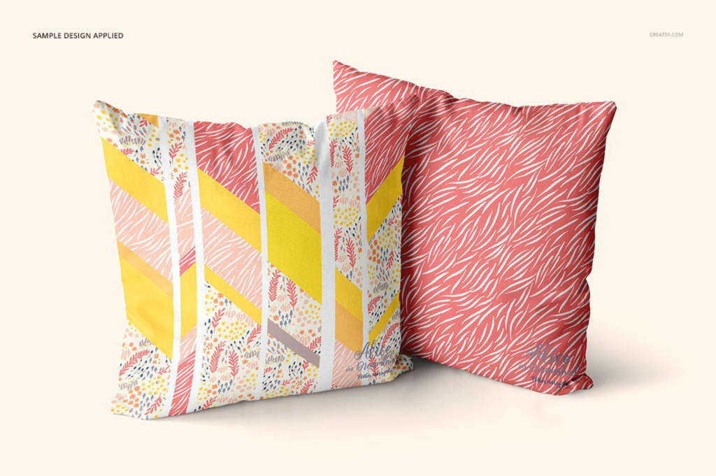 布料织物图案展示抱枕样机ps素材贴图模版Fabric Factory vol.2: Pillow Mockup