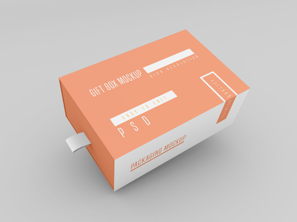抽拉礼盒包装盒样机ps素材贴图模版elivery box mockup