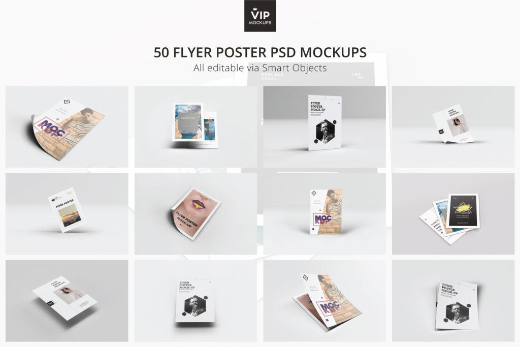 50张A4传单海报样机ps素材贴图50 Flyer Poster Mockups Pack