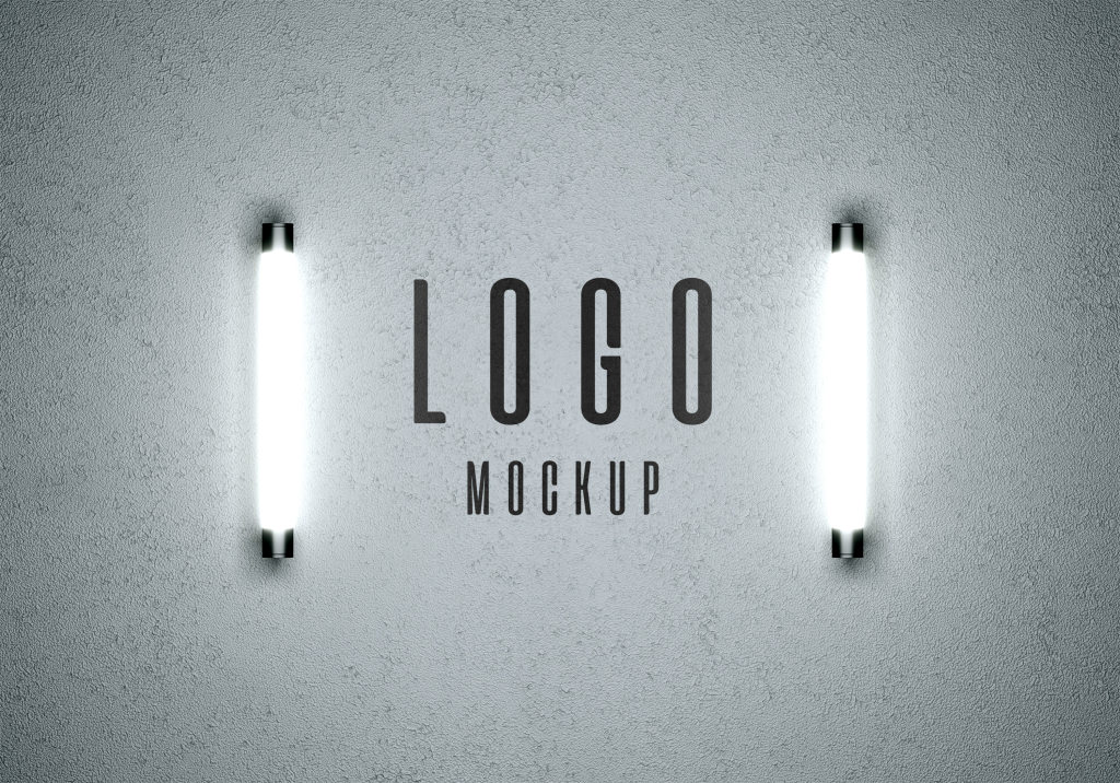 墙面光影标志样机ps素材智能贴图Logo Mockup with Lights