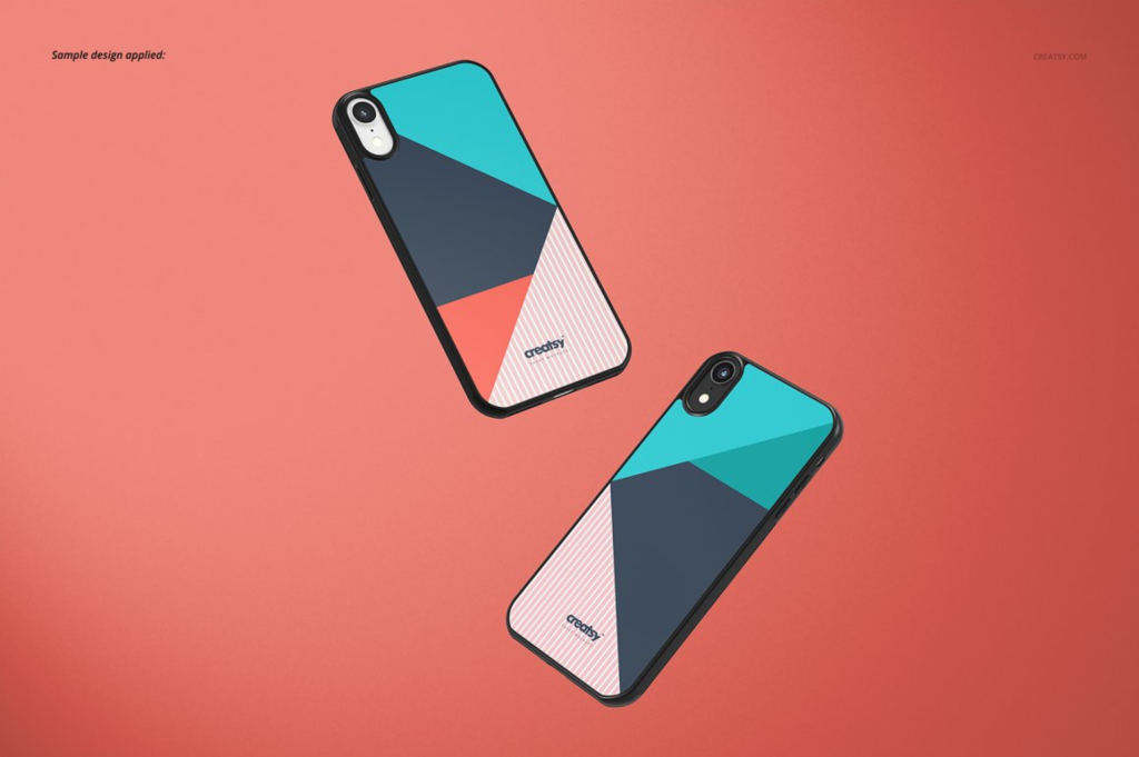 时尚苹果手机壳样机ps分层智能贴图模版iPhone XR 2D Case (black) Mockup Set