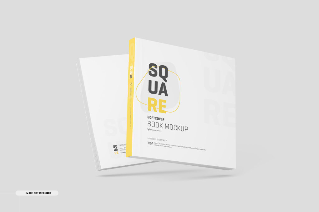 方形书籍封面设计画册样机贴图模板ps素材下载Square Softcover Book Mockup