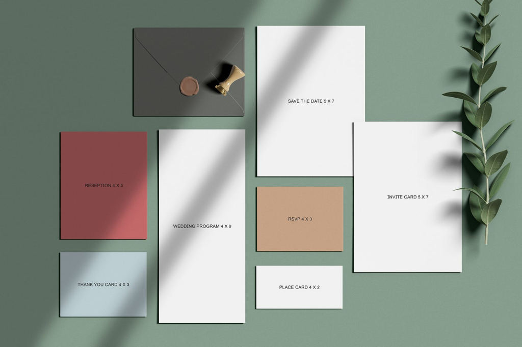 优质光影品牌VI样机贴图ps素材下载Wedding Invitation Suit Mockups