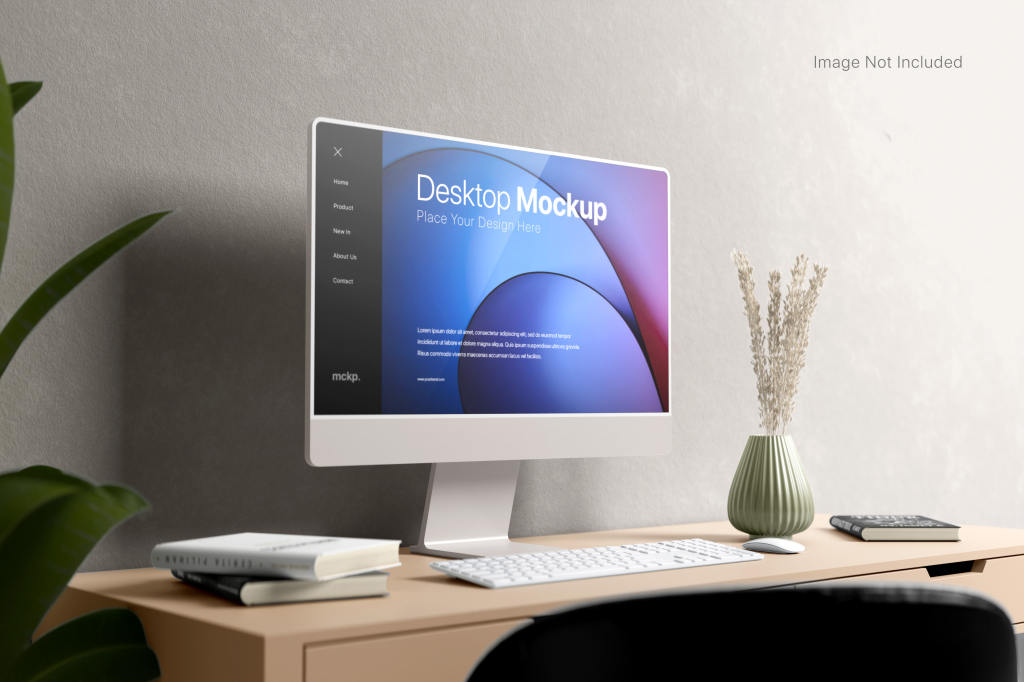 Mac苹果电脑界面一体机电脑样机贴图ps素材下载Desktop Mockup