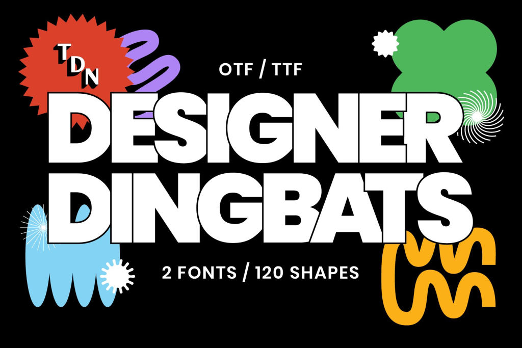 120款几何图形艺术装饰图形花体字体设计矢量素材资源Designer Dingbats – 120 shapes!