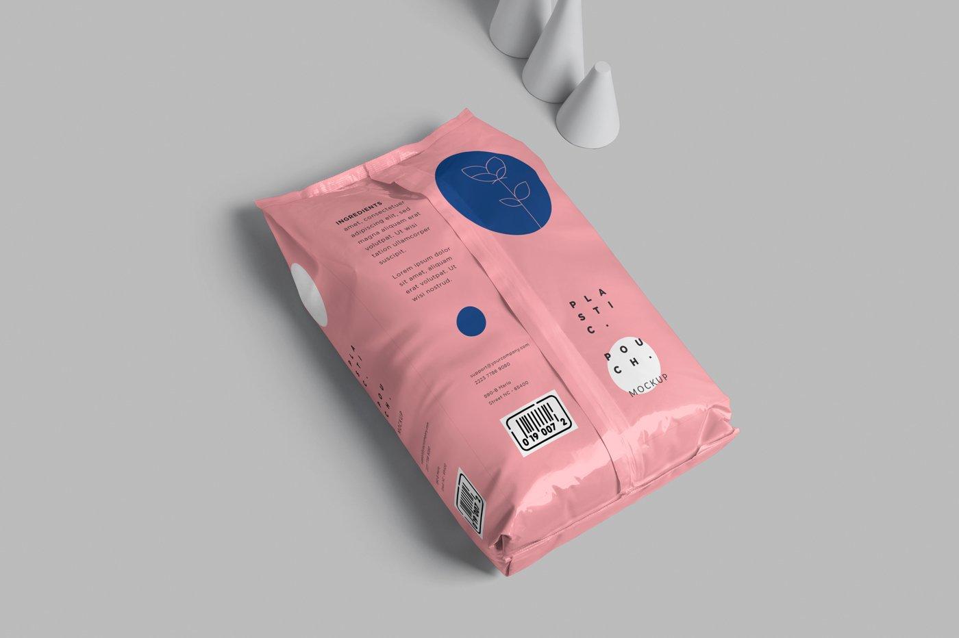 大米袋食品袋咖啡袋塑料包装袋样机贴图ps素材资源下载 Plastic Packaging Pouch Mockups